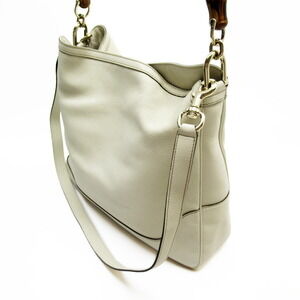 Gucci Ivory Shoulder Handbag Leather White Bag Bamboo